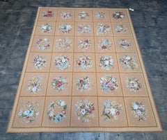 Antique French Aubusson Rug, Floral Medallion, 10' x 8', Circa 1950