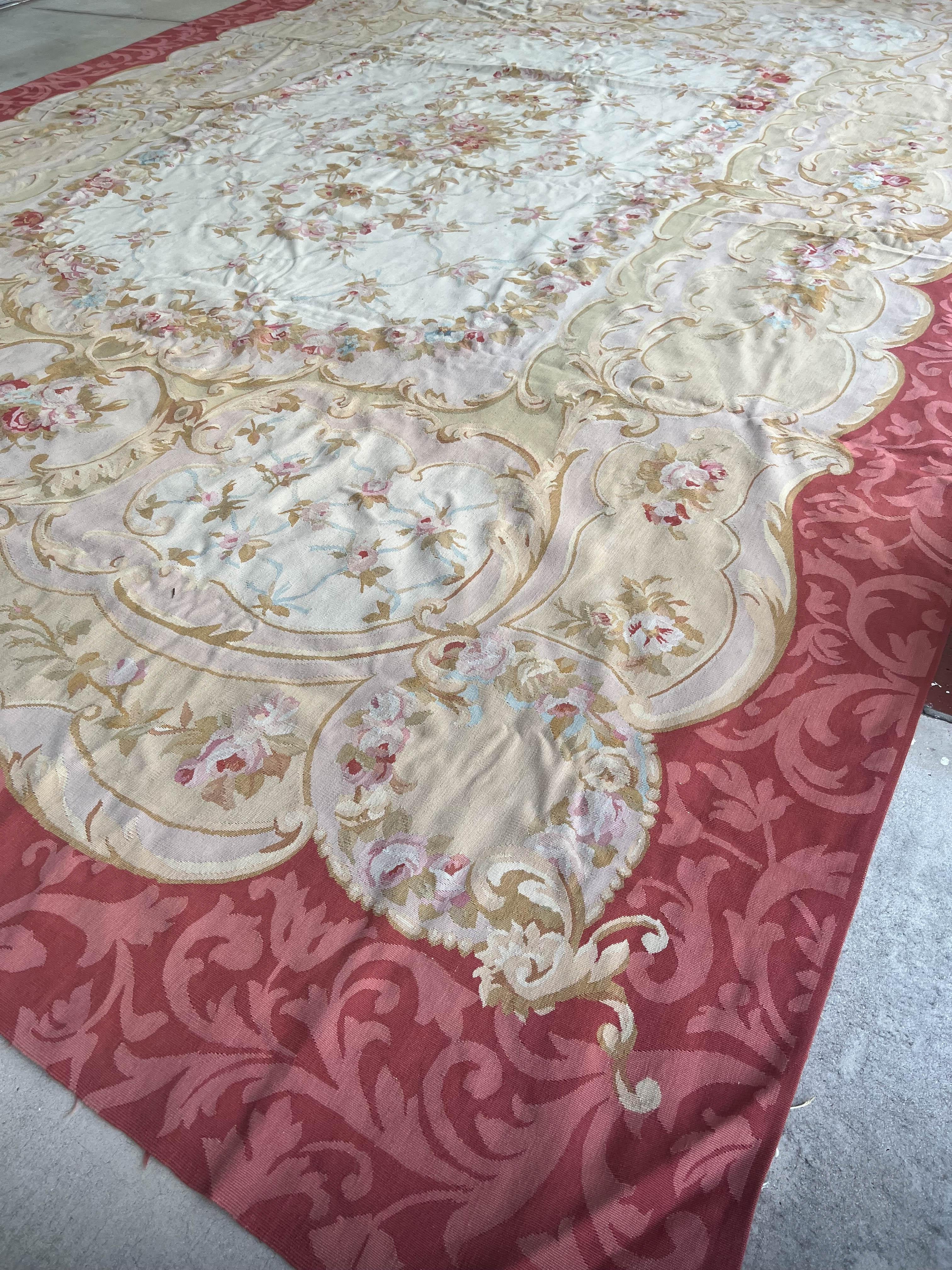 French 11' x 16' Aubusson Rug - Made in France For Sale