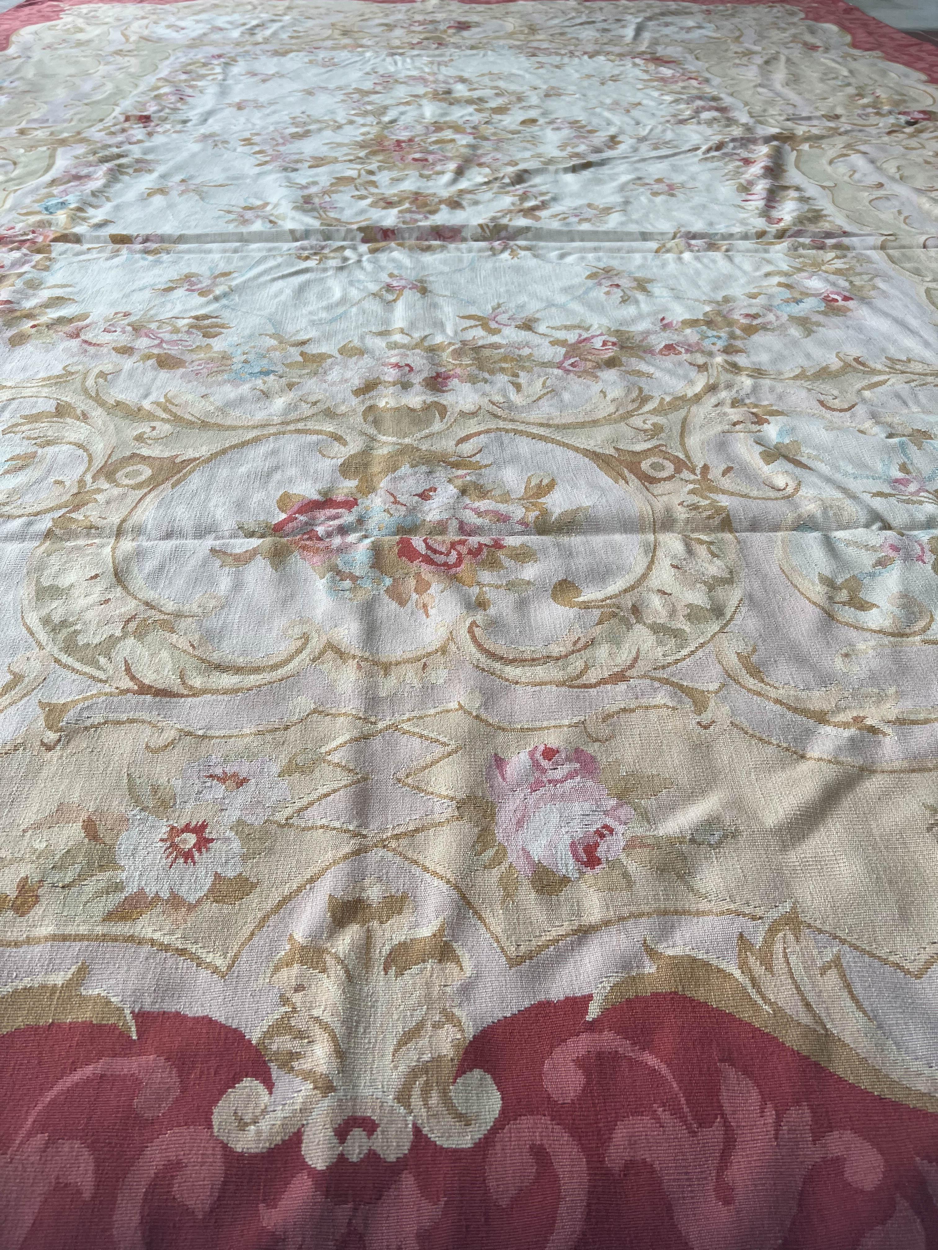 Hand-Woven 11' x 16' Aubusson Rug - Made in France For Sale