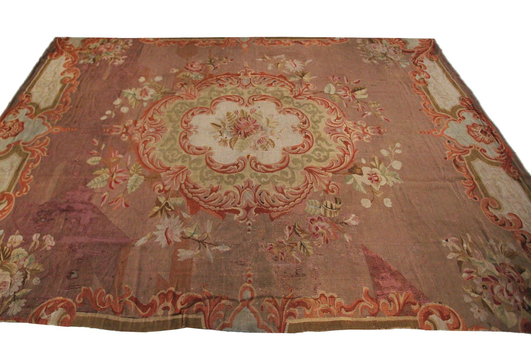 Antique French Aubusson Rug Handwoven French Rug Pre-1900 Charles X In Good Condition In New York, NY