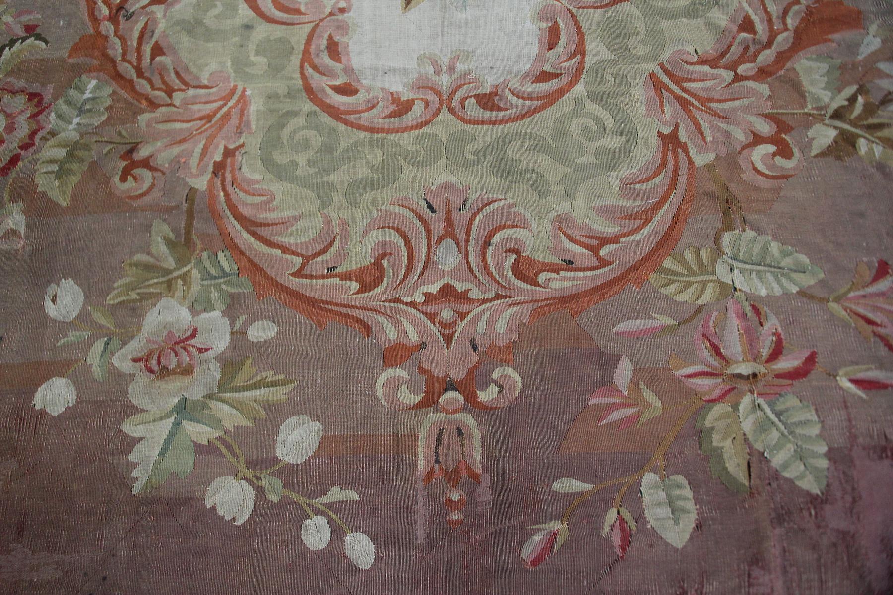 Mid-19th Century Antique French Aubusson Rug Handwoven French Rug Pre-1900 Charles X