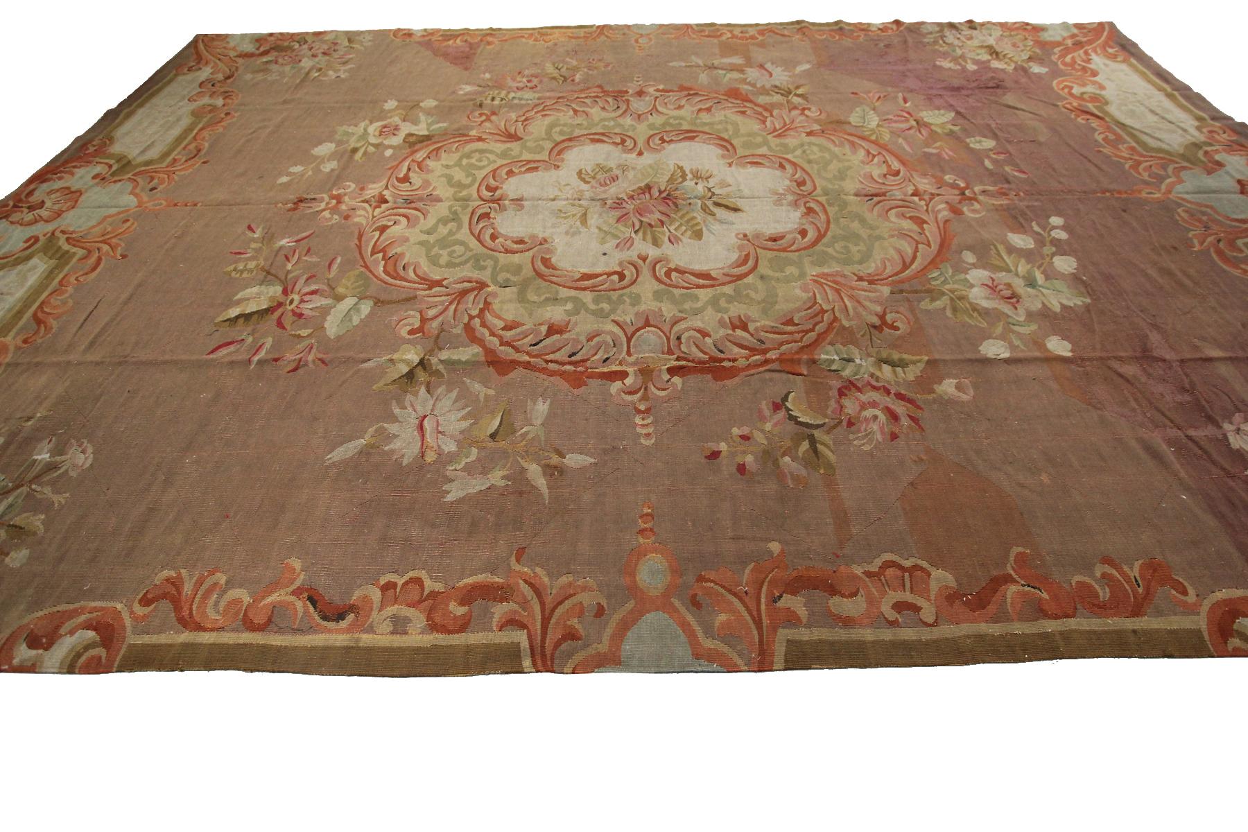 Antique French Aubusson Rug Handwoven French Rug Pre-1900 Charles X 2