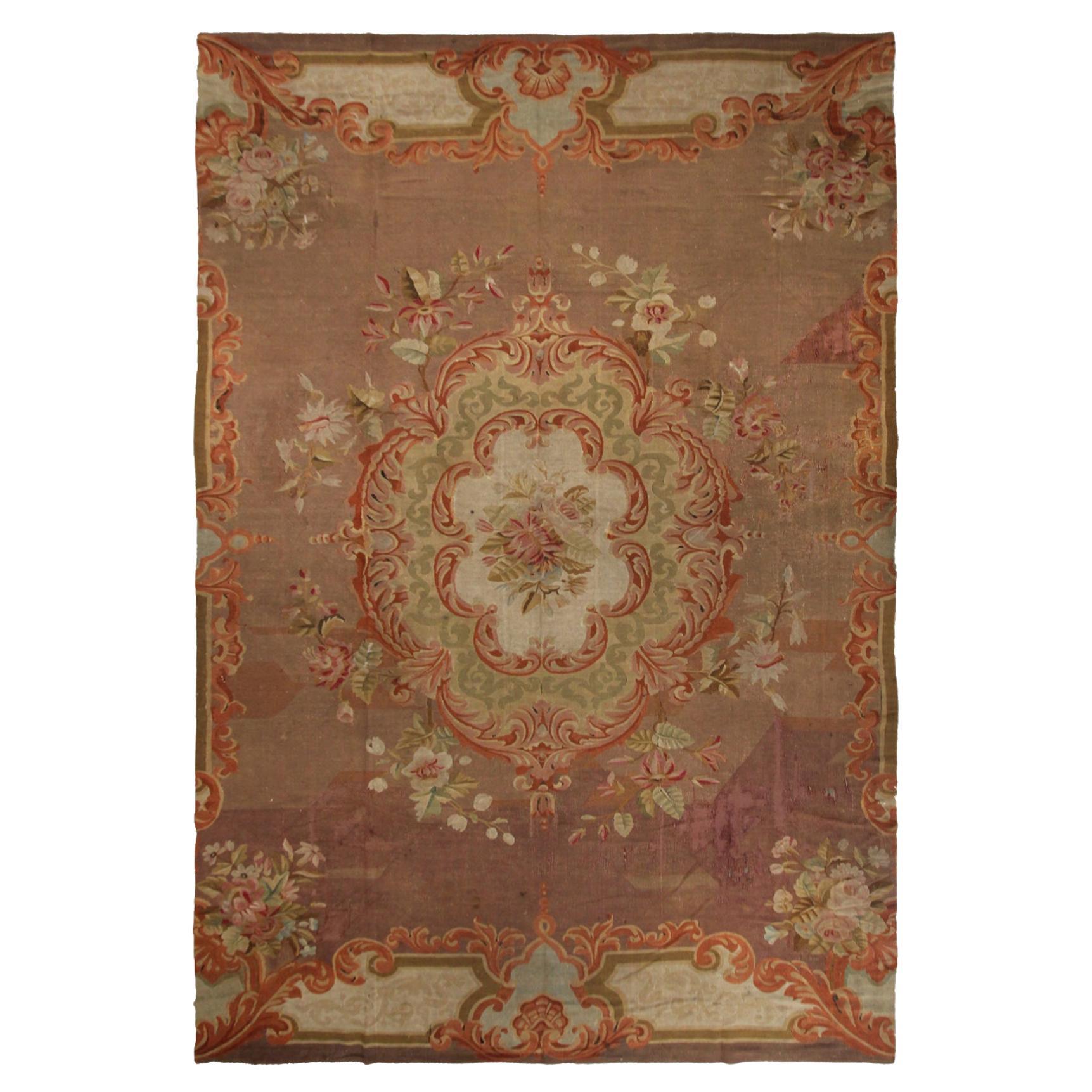 Antique French Aubusson Rug Handwoven French Rug Pre-1900 Charles X