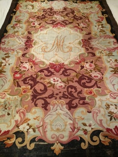 Antique French Aubusson Rug, Handwoven Wool Pile, Floral Design, 1800s, 9' x 14'