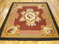 Antique French Aubusson Rug, in Room size W/ Central Medallion and Flowers