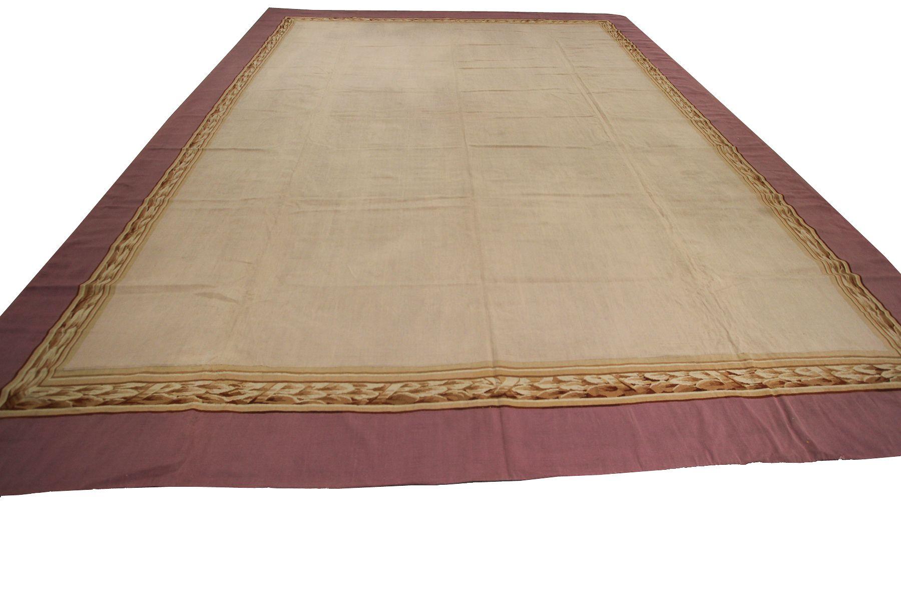 Hand-Woven Antique French Aubusson Rug Napoleon III Antqiue Handwoven Aubusson Rug  For Sale