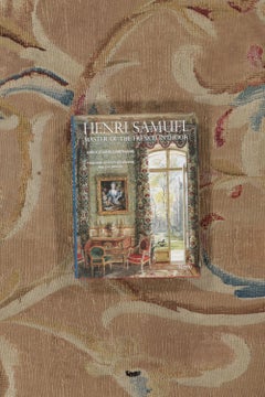 Antique French Aubusson Rug, Neoclassical Design in Gold & Blue-Rug & Kilim