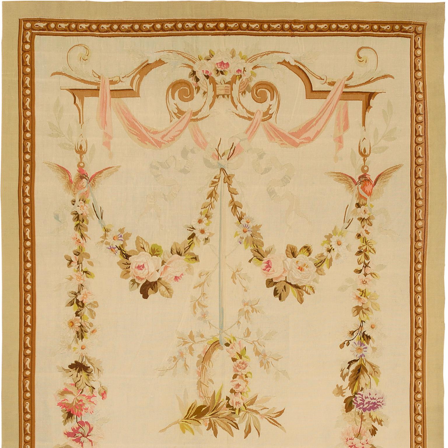 Antique French Aubusson rug/runner
France, circa 1870
Handwoven.