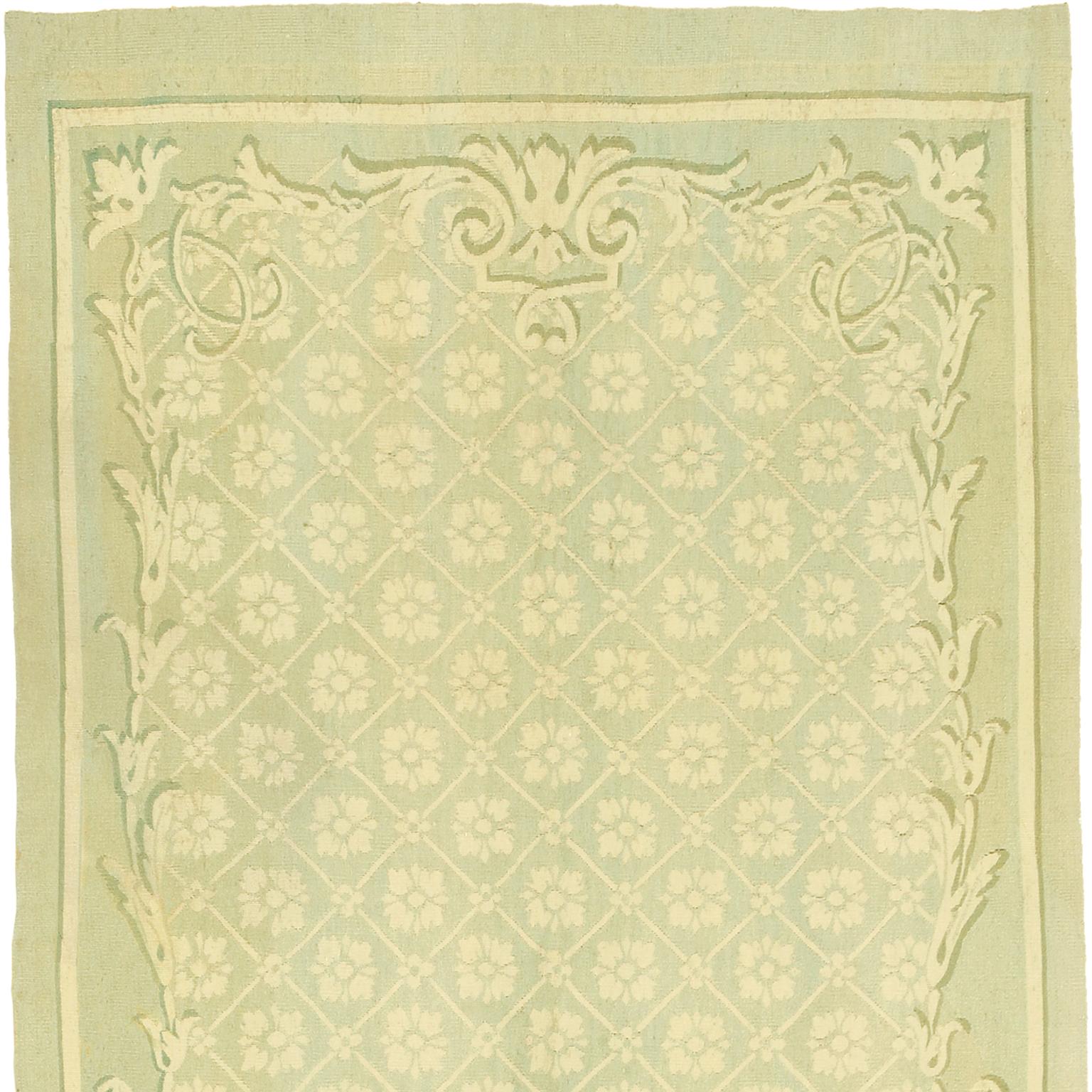 Hand-Woven Antique French Aubusson Rug/Runner For Sale