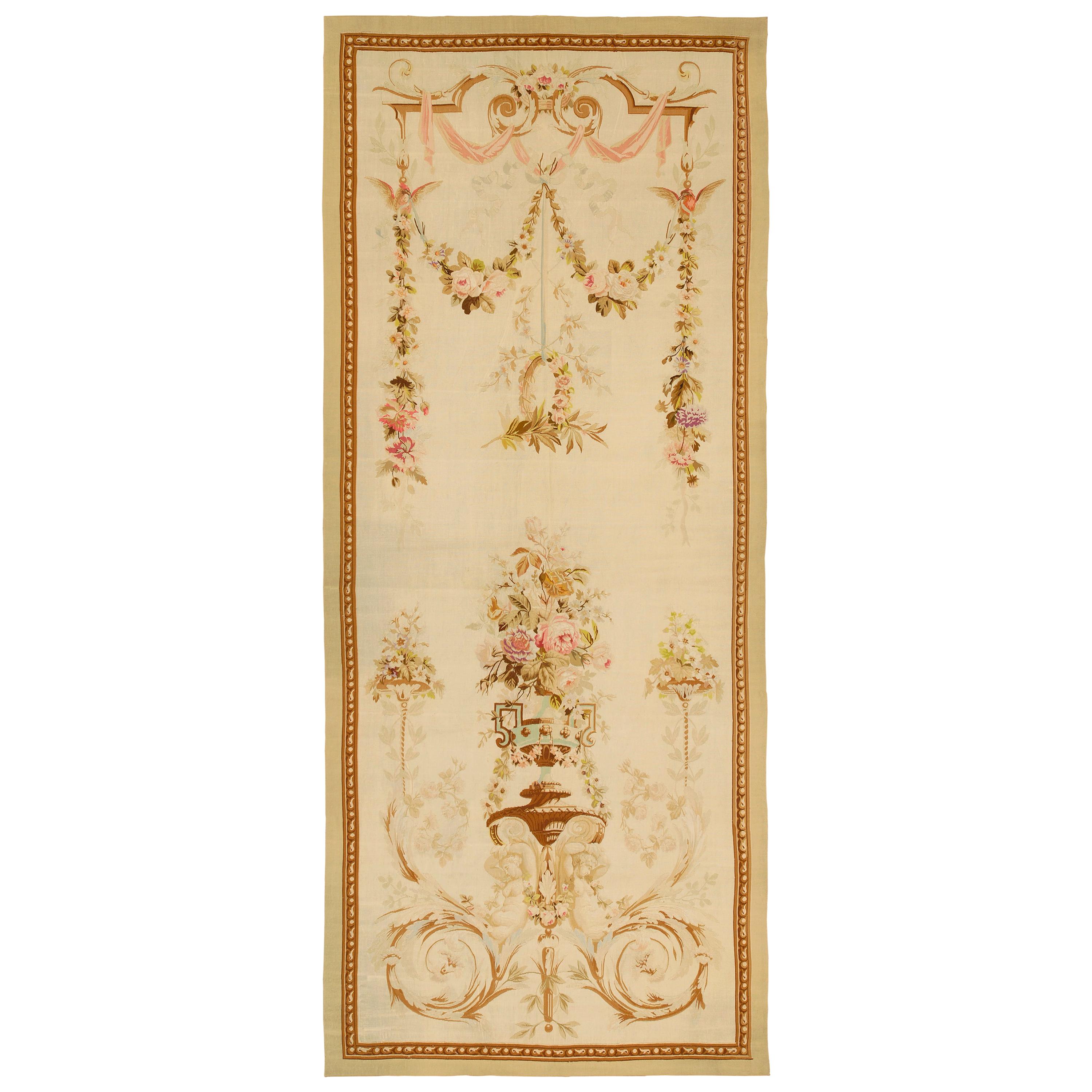 Antique French Aubusson Rug/Runner For Sale
