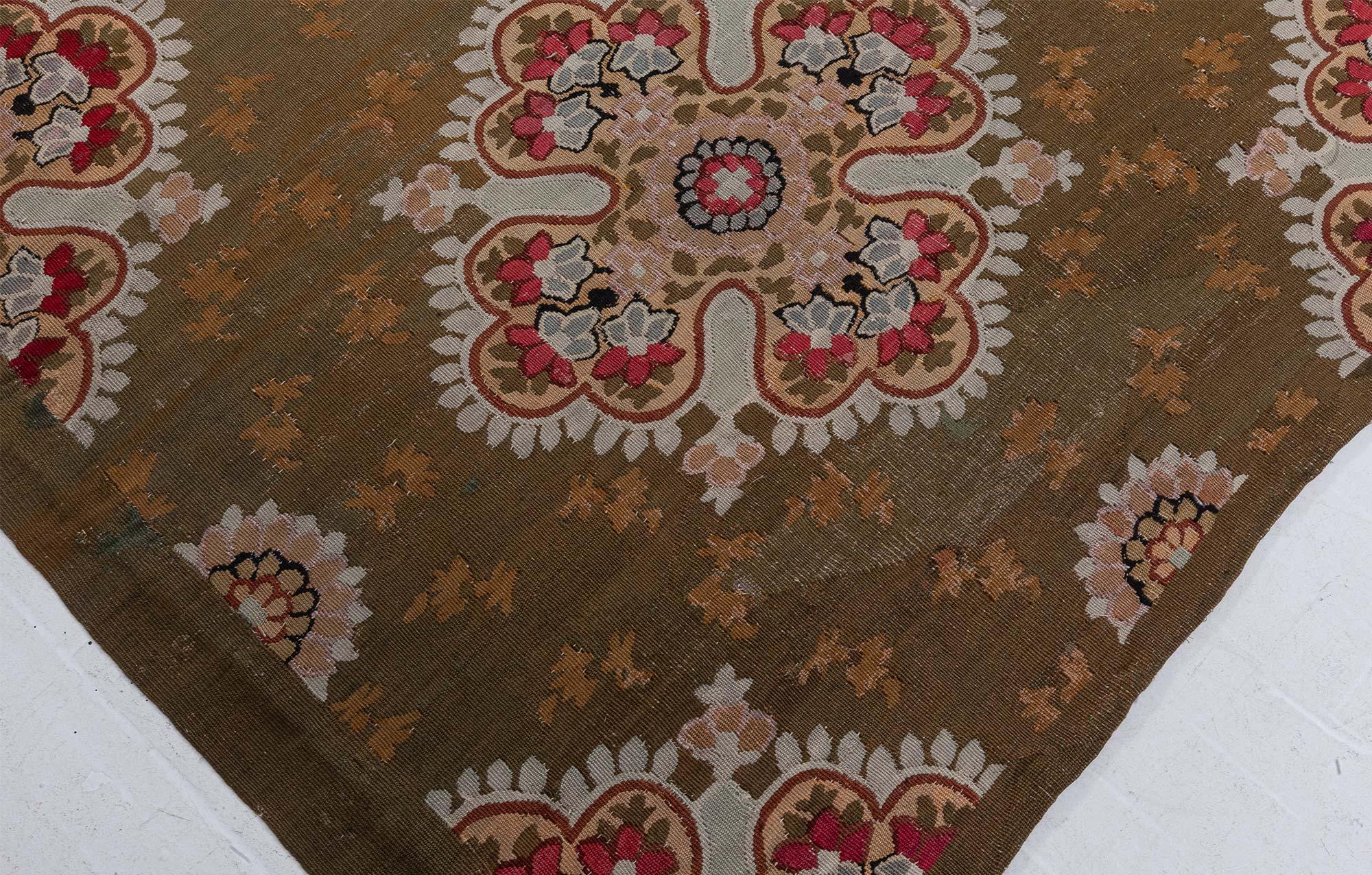 Hand-Knotted Antique French Aubusson Rug (Size Adjusted) For Sale
