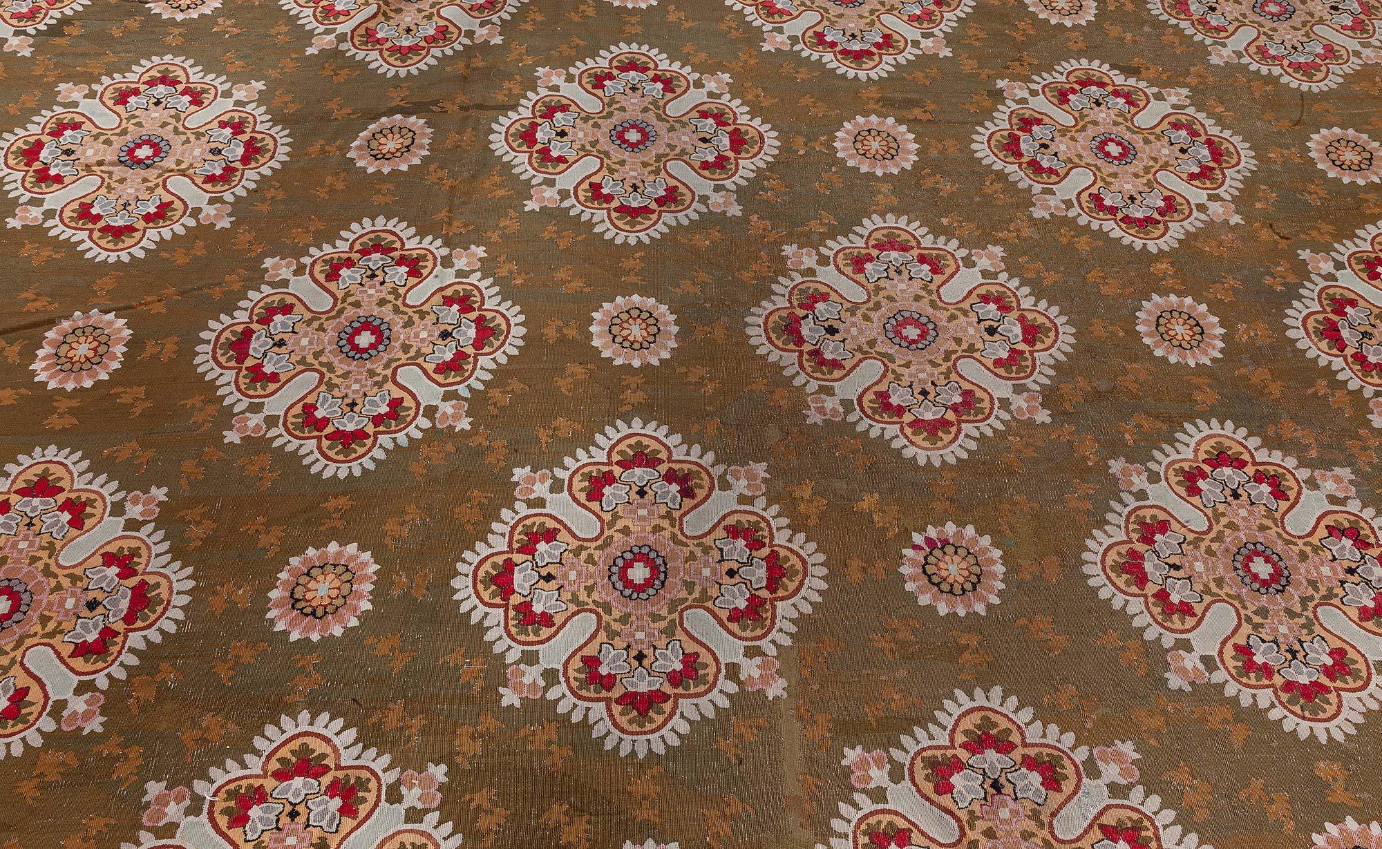 Hand-Knotted Antique French Aubusson Rug (Size Adjusted) For Sale