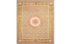Antique French Aubusson Rug with Floral Medallion & Floral Lattice - Rug & Kilim