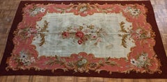 Antique French Aubusson Rug, Wool, Traditional Pinks and Reds 1900