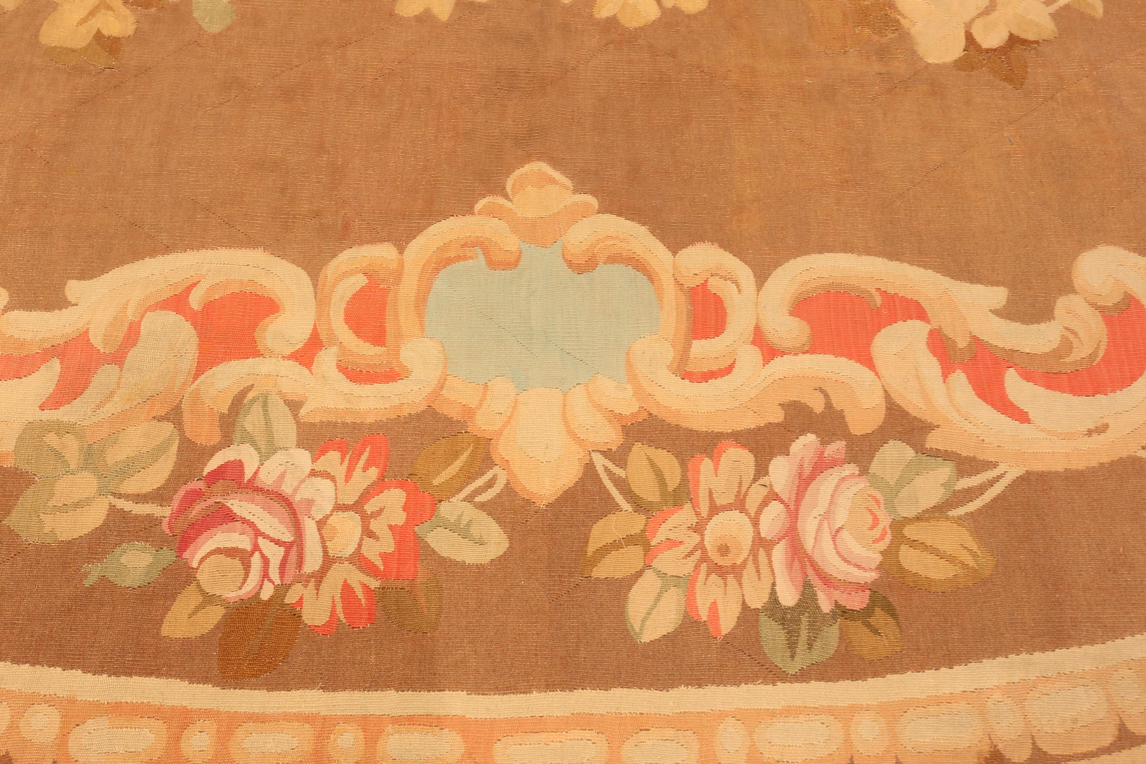 Hand-Woven Antique French Aubusson Rug. 14 ft 8 in x 15 ft 2 in For Sale