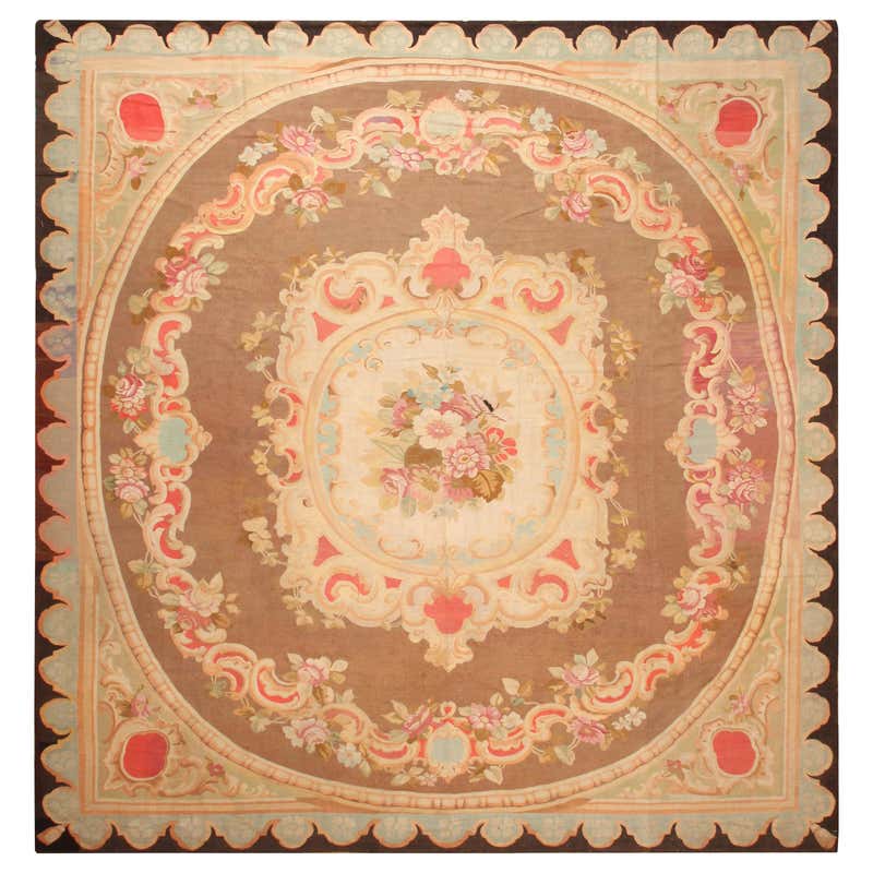 Vintage European Garden Rug with Renaissance Style, Square Area Rug For ...