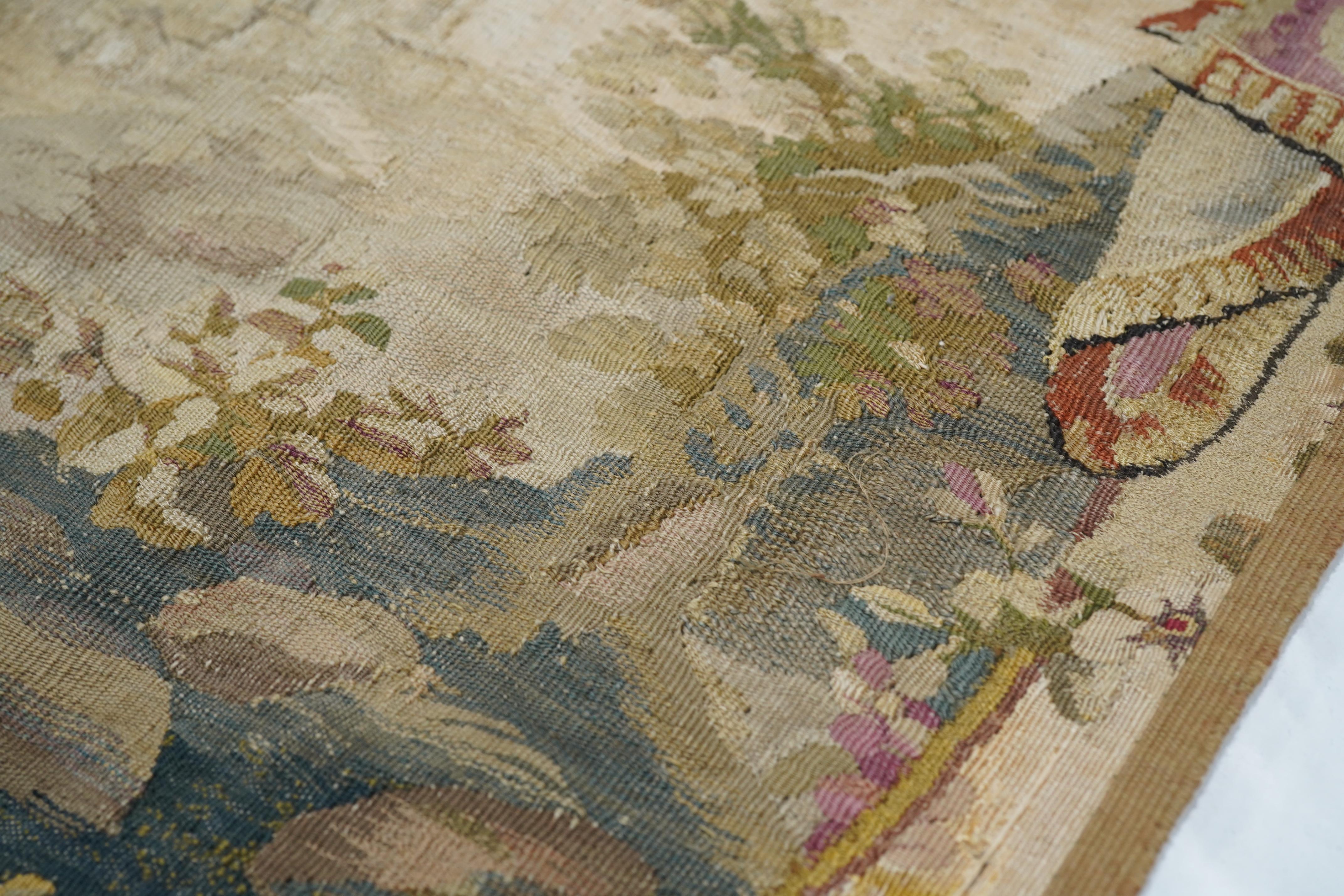 Francese Antique French Aubusson Tapestry 1'8