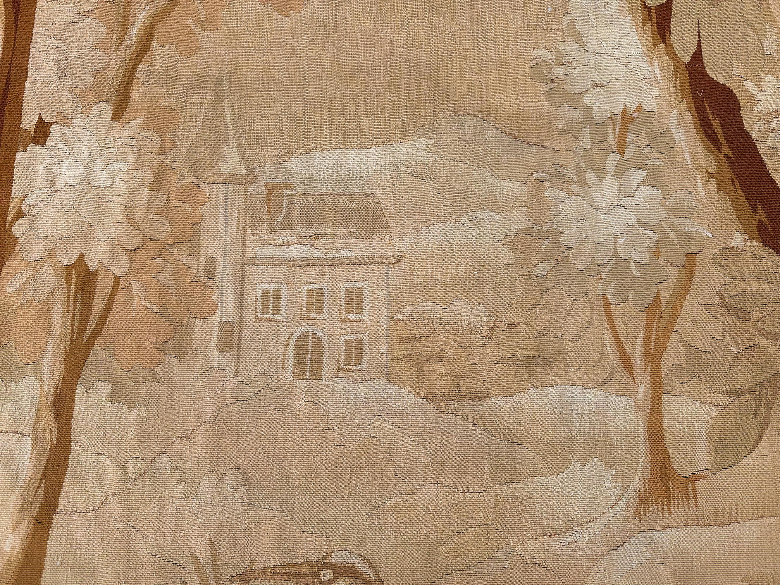 Antique French Aubusson Tapestry Birds Wool & Silk Large 5x9ft 148x280cm 1900 For Sale 5