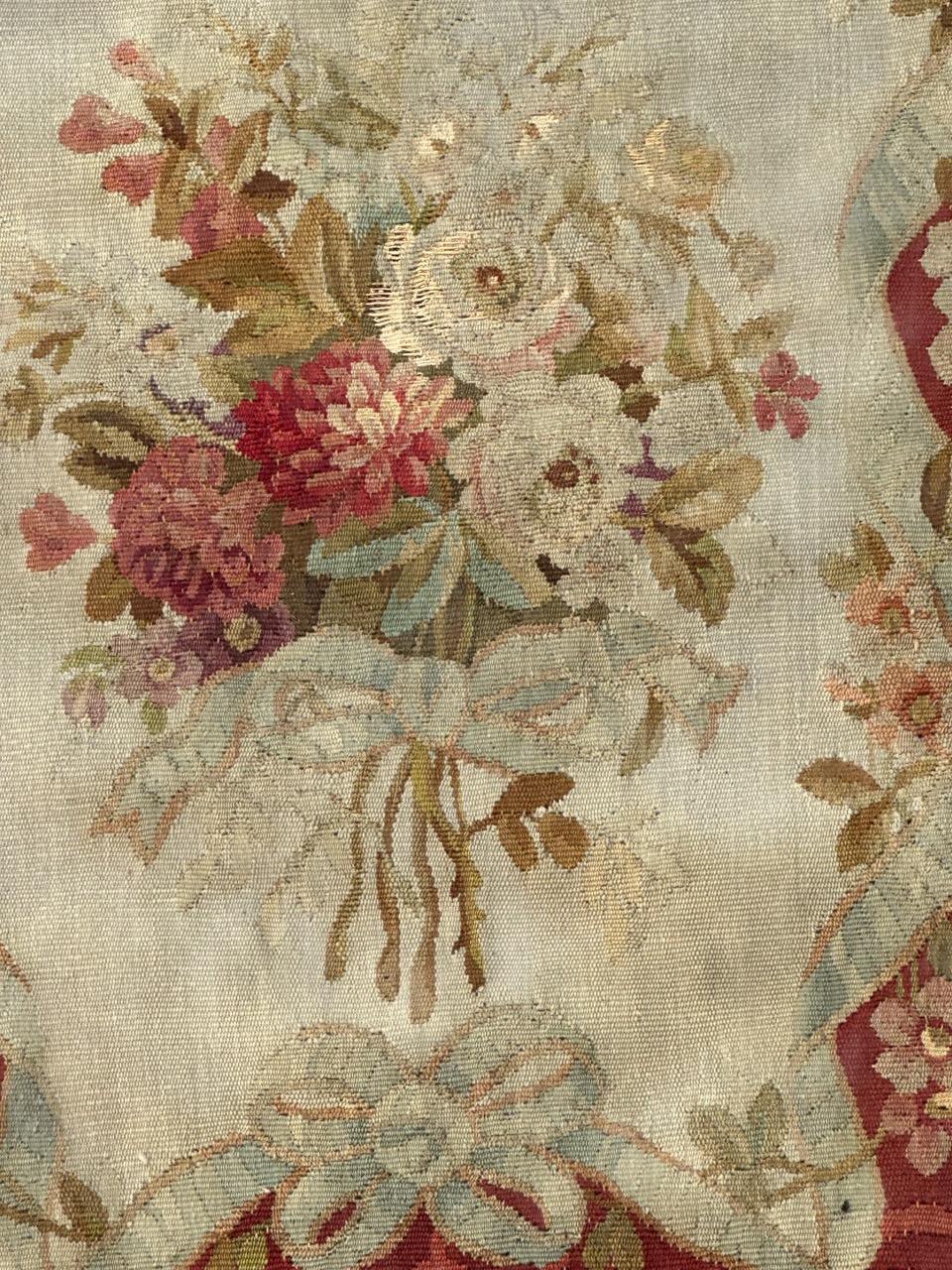 Antique french Aubusson tapestry for Cushion Chair Cover For Sale 3