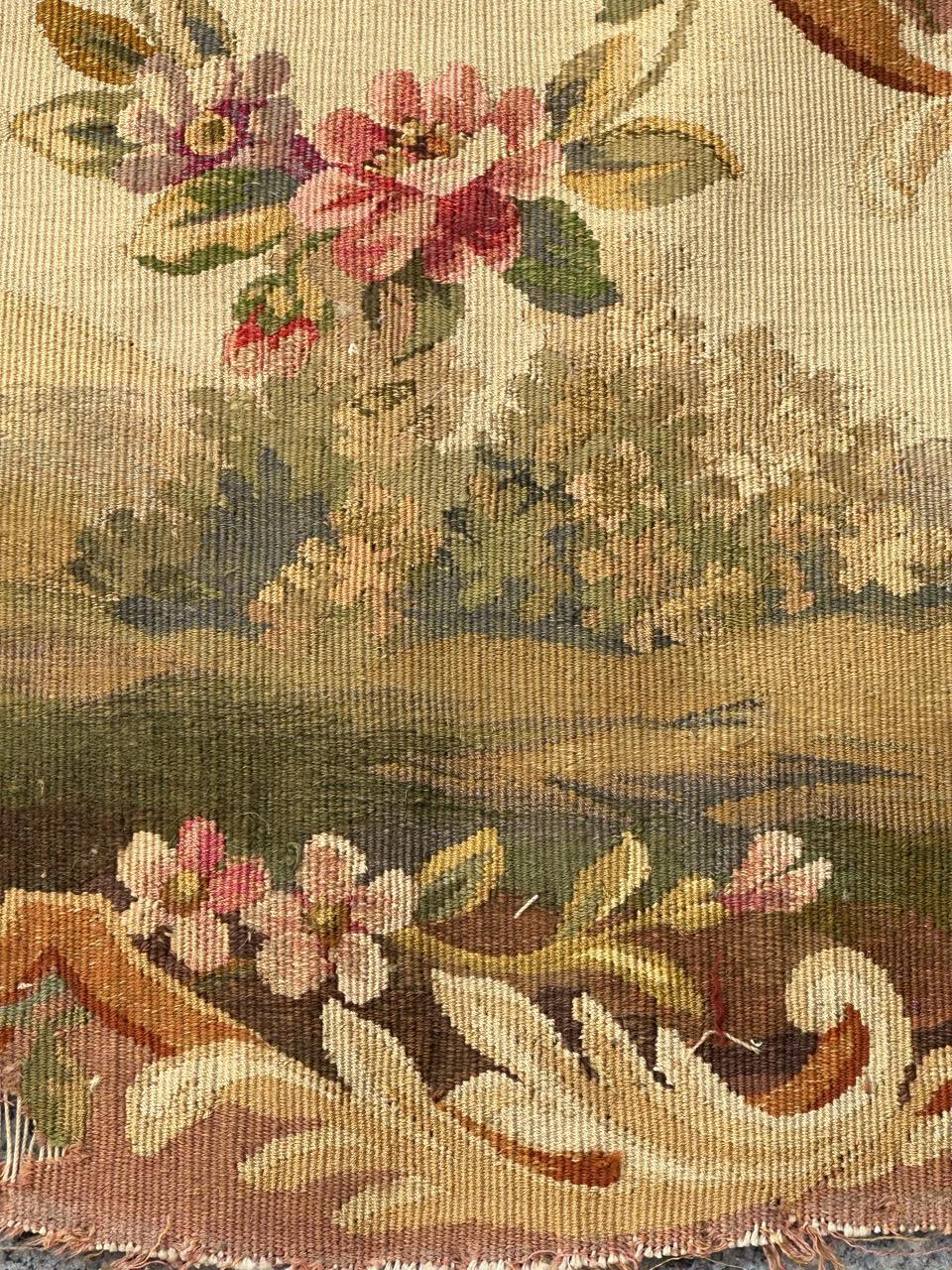 Antique french Aubusson tapestry for Cushion Chair Cover For Sale 4