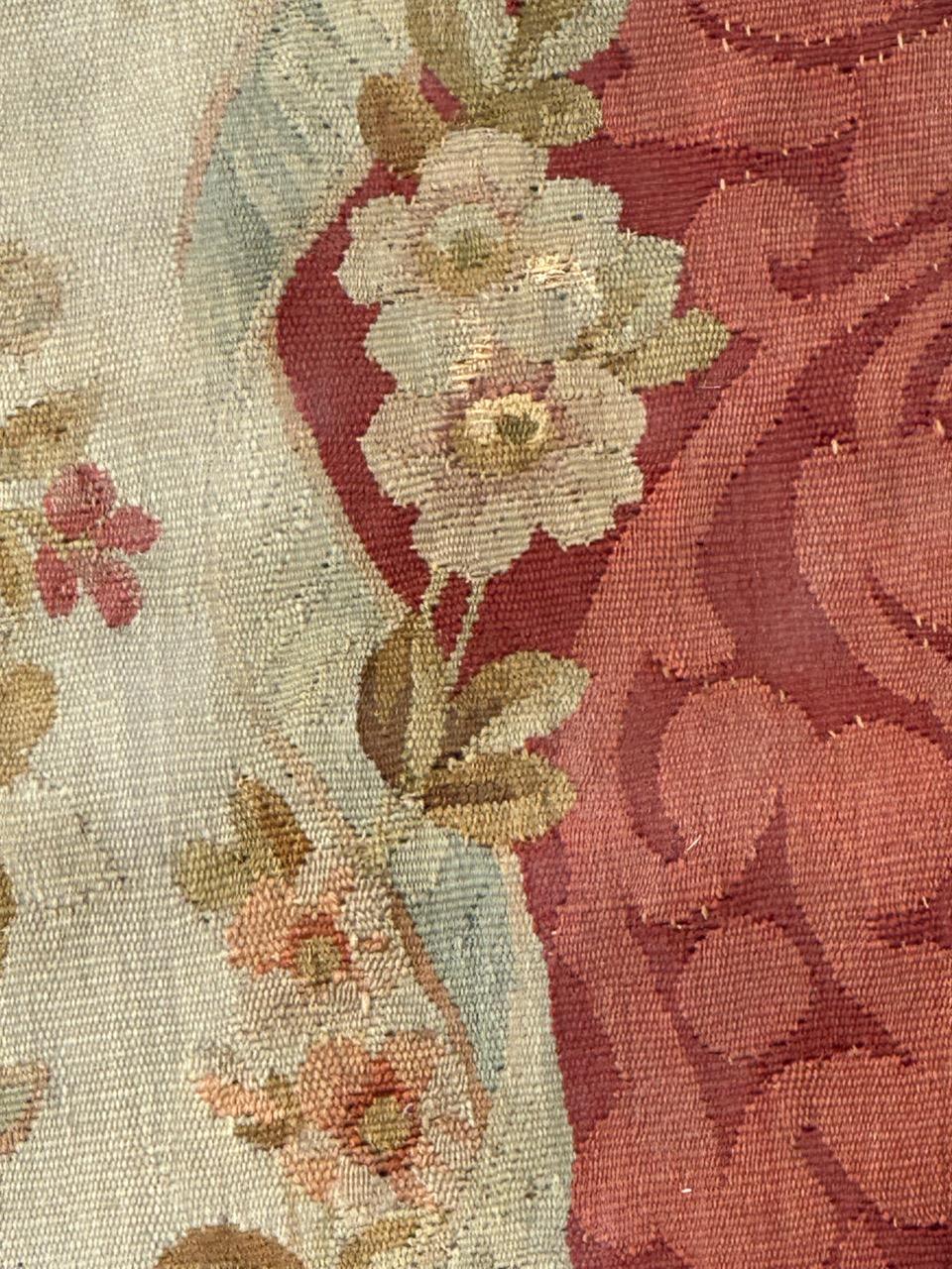 Antique french Aubusson tapestry for Cushion Chair Cover For Sale 4