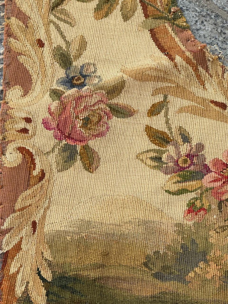 Antique french Aubusson tapestry for Cushion Chair Cover For Sale 5
