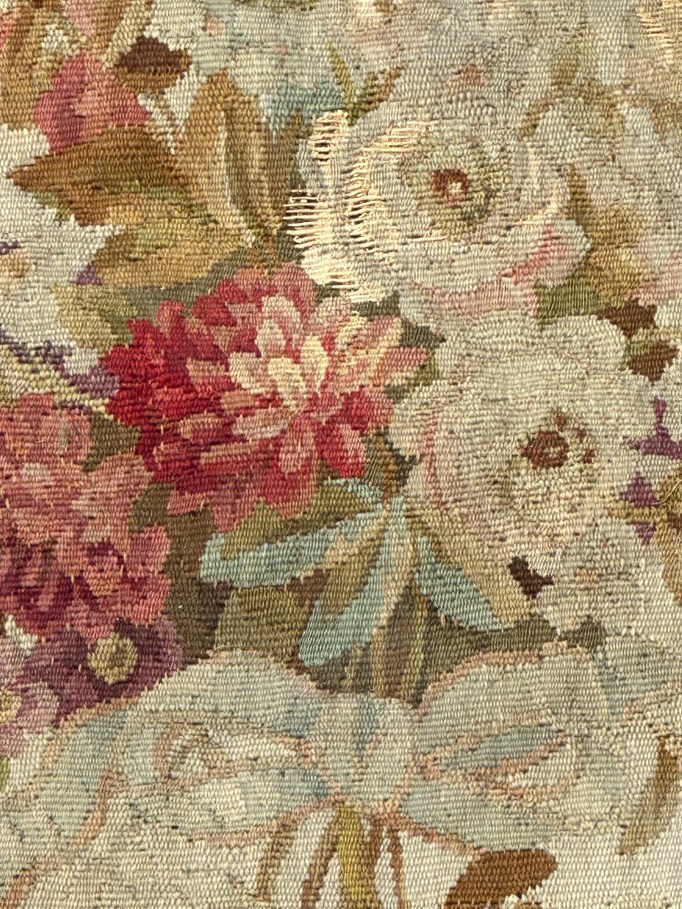 Antique french Aubusson tapestry for Cushion Chair Cover For Sale 5