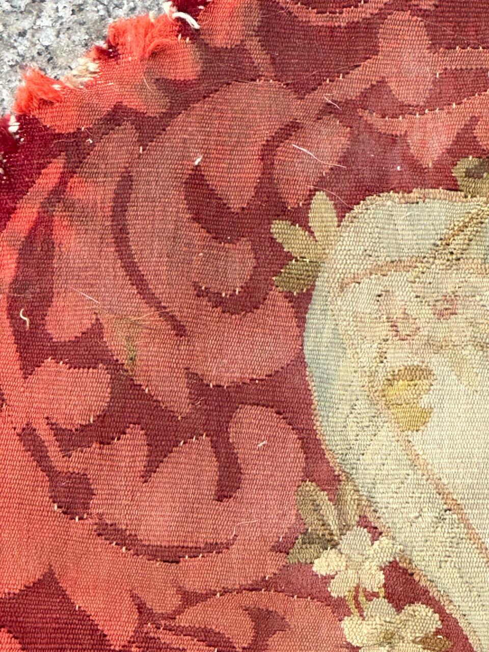 Antique french Aubusson tapestry for Cushion Chair Cover For Sale 7
