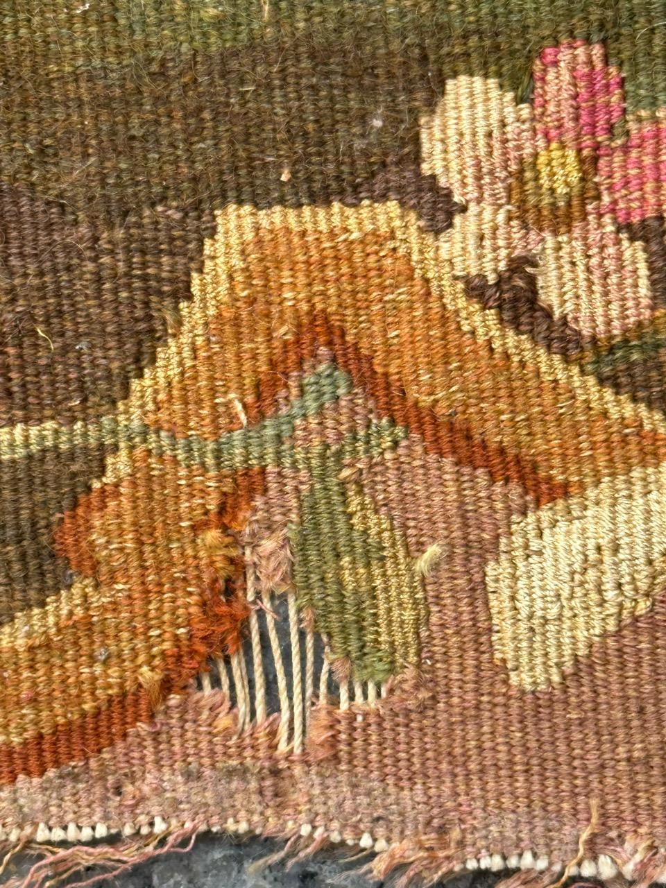 Antique french Aubusson tapestry for Cushion Chair Cover For Sale 8