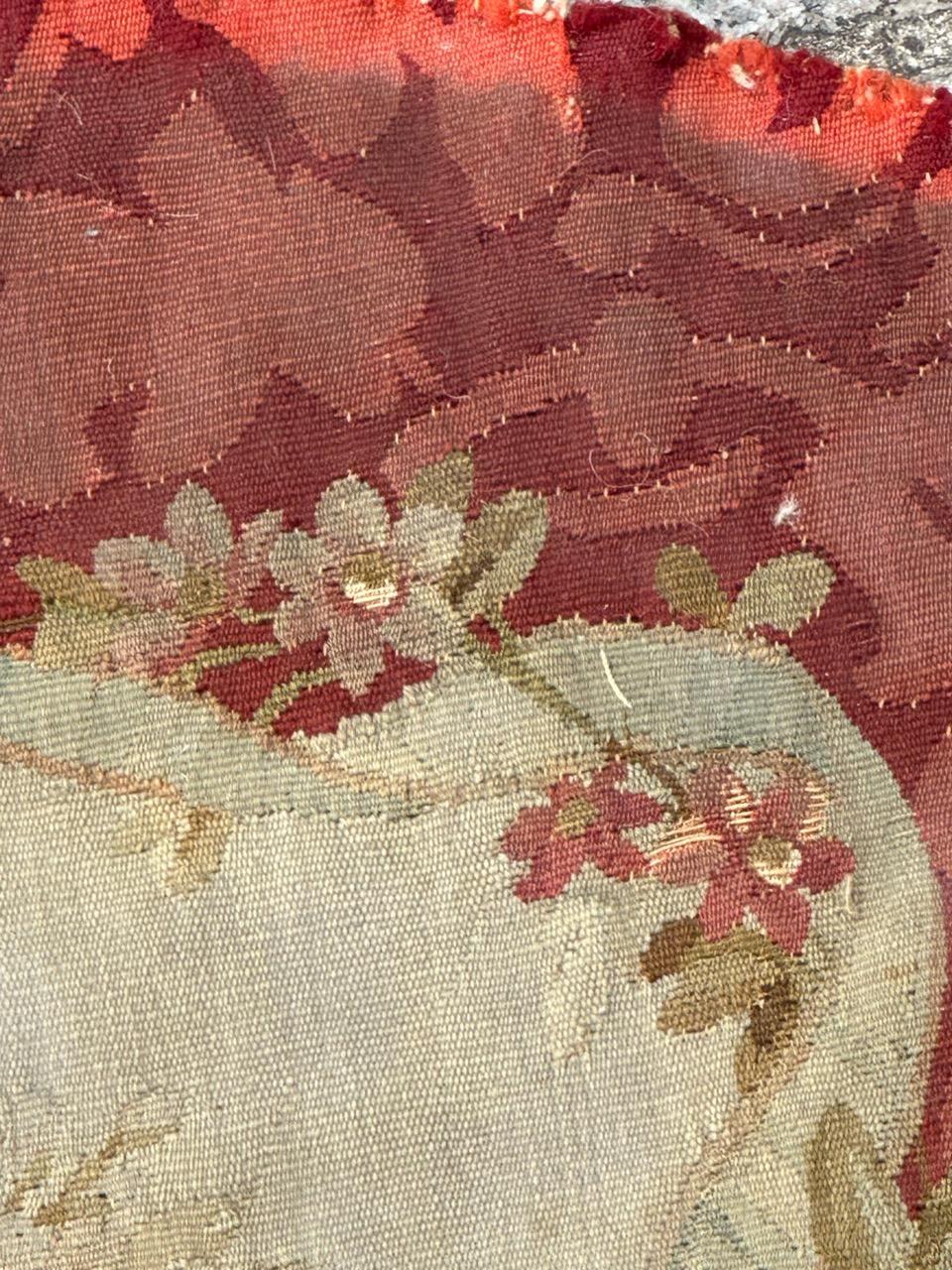 Antique french Aubusson tapestry for Cushion Chair Cover For Sale 8