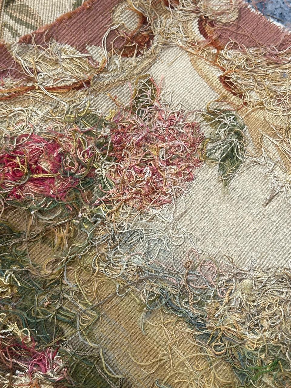 Antique french Aubusson tapestry for Cushion Chair Cover For Sale 9