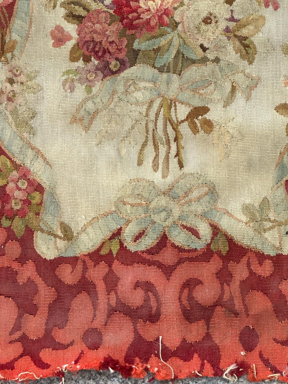 Antique french Aubusson tapestry for Cushion Chair Cover For Sale 9