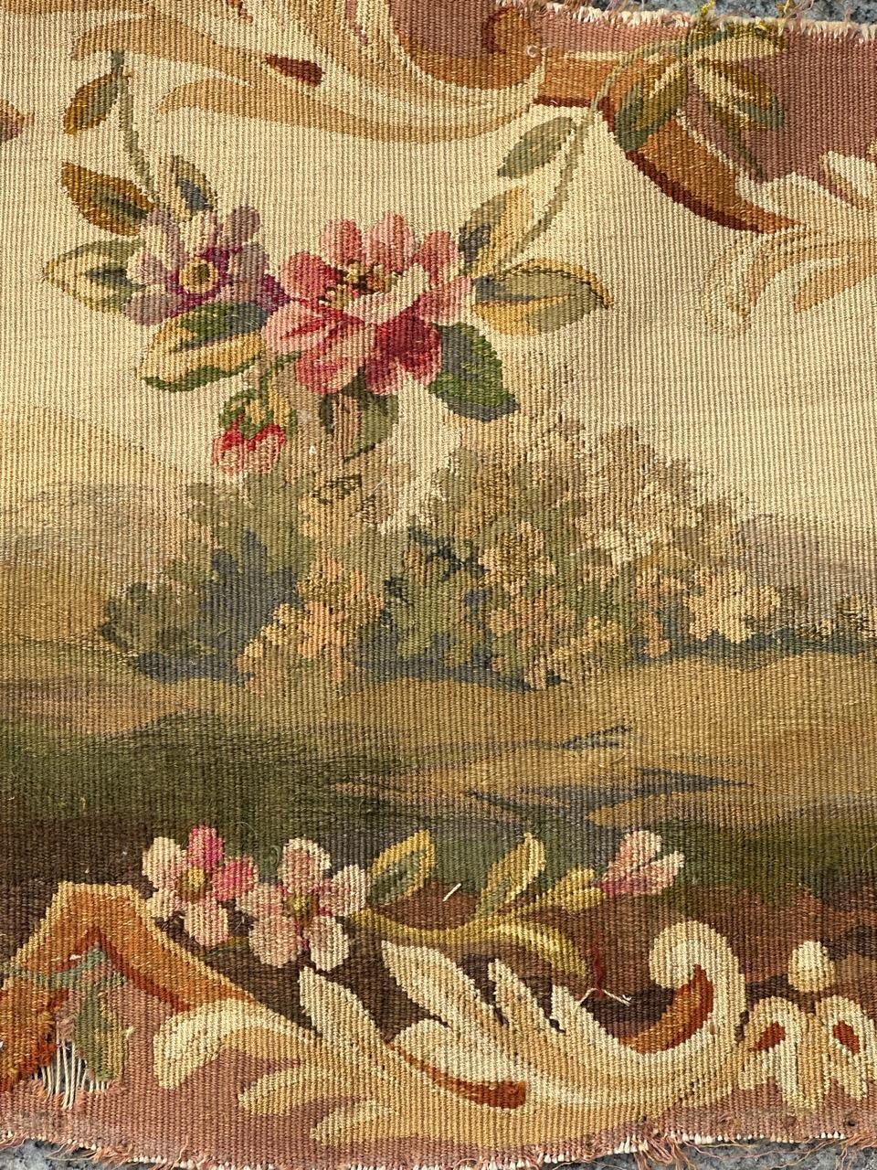 Very beautiful late 19th century Aubusson tapestry originally made for covering a part of an armchair with a beautiful floral design and nice natural colours, entirely and finely hand woven with silk on cotton foundation.

✨✨✨
