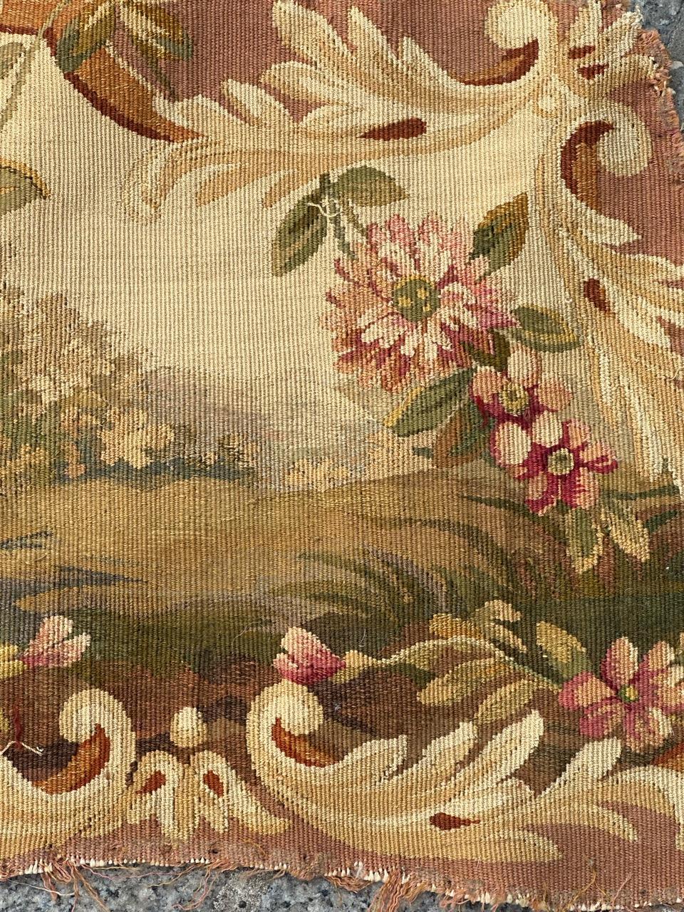 French Antique french Aubusson tapestry for Cushion Chair Cover For Sale