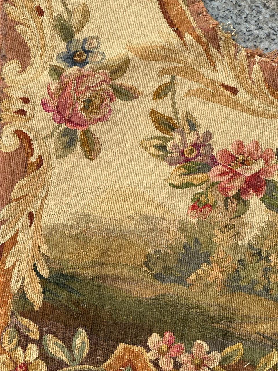 Hand-Woven Antique french Aubusson tapestry for Cushion Chair Cover For Sale