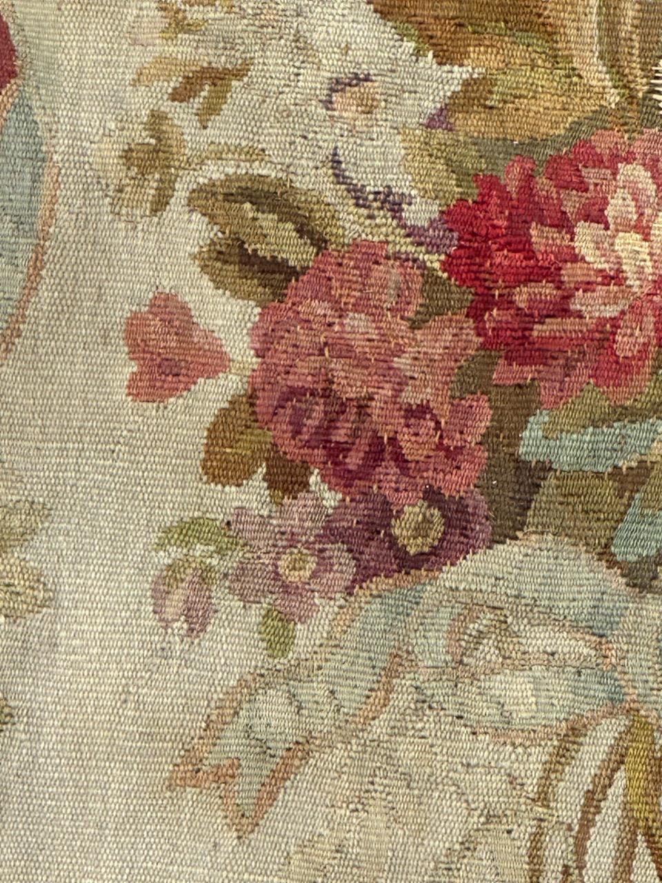 Hand-Woven Antique french Aubusson tapestry for Cushion Chair Cover For Sale