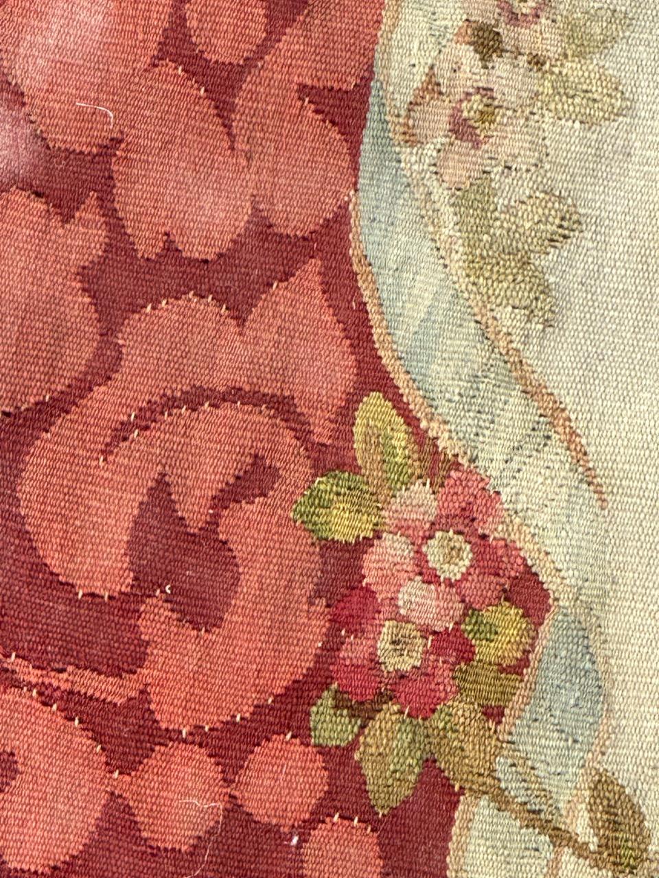 Antique french Aubusson tapestry for Cushion Chair Cover In Good Condition For Sale In Saint Ouen, FR