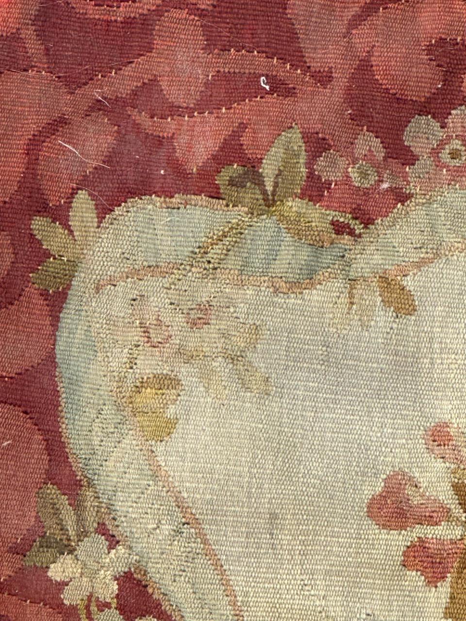 19th Century Antique french Aubusson tapestry for Cushion Chair Cover For Sale