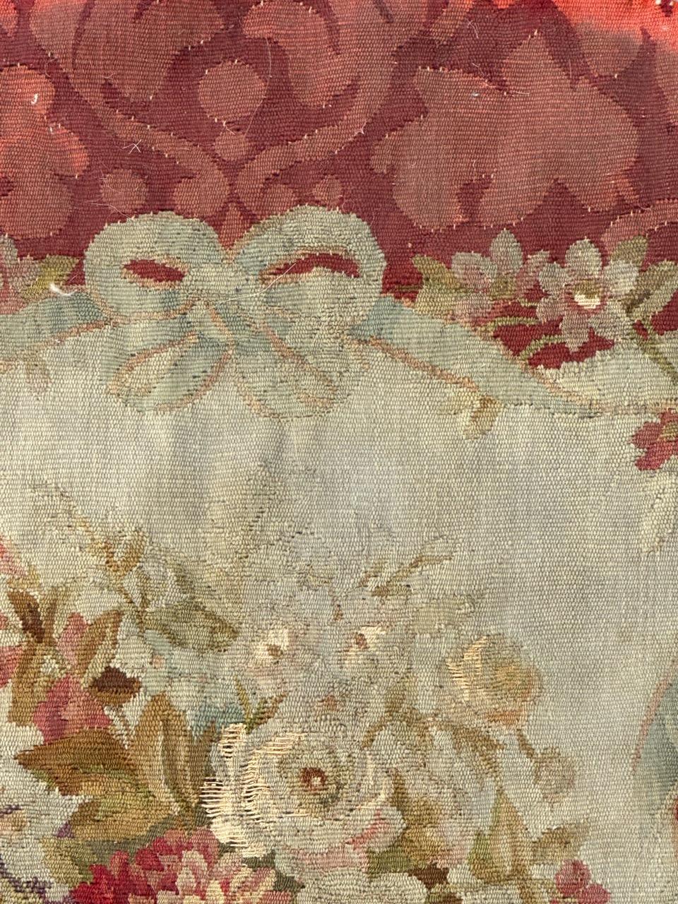 Wool Antique french Aubusson tapestry for Cushion Chair Cover For Sale