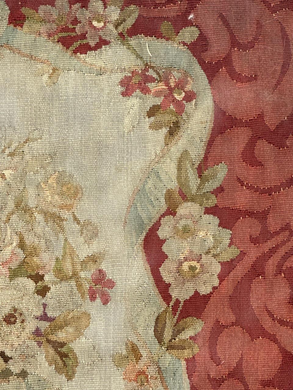 Antique french Aubusson tapestry for Cushion Chair Cover For Sale 1