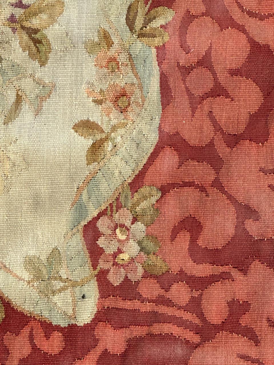 Antique french Aubusson tapestry for Cushion Chair Cover For Sale 2