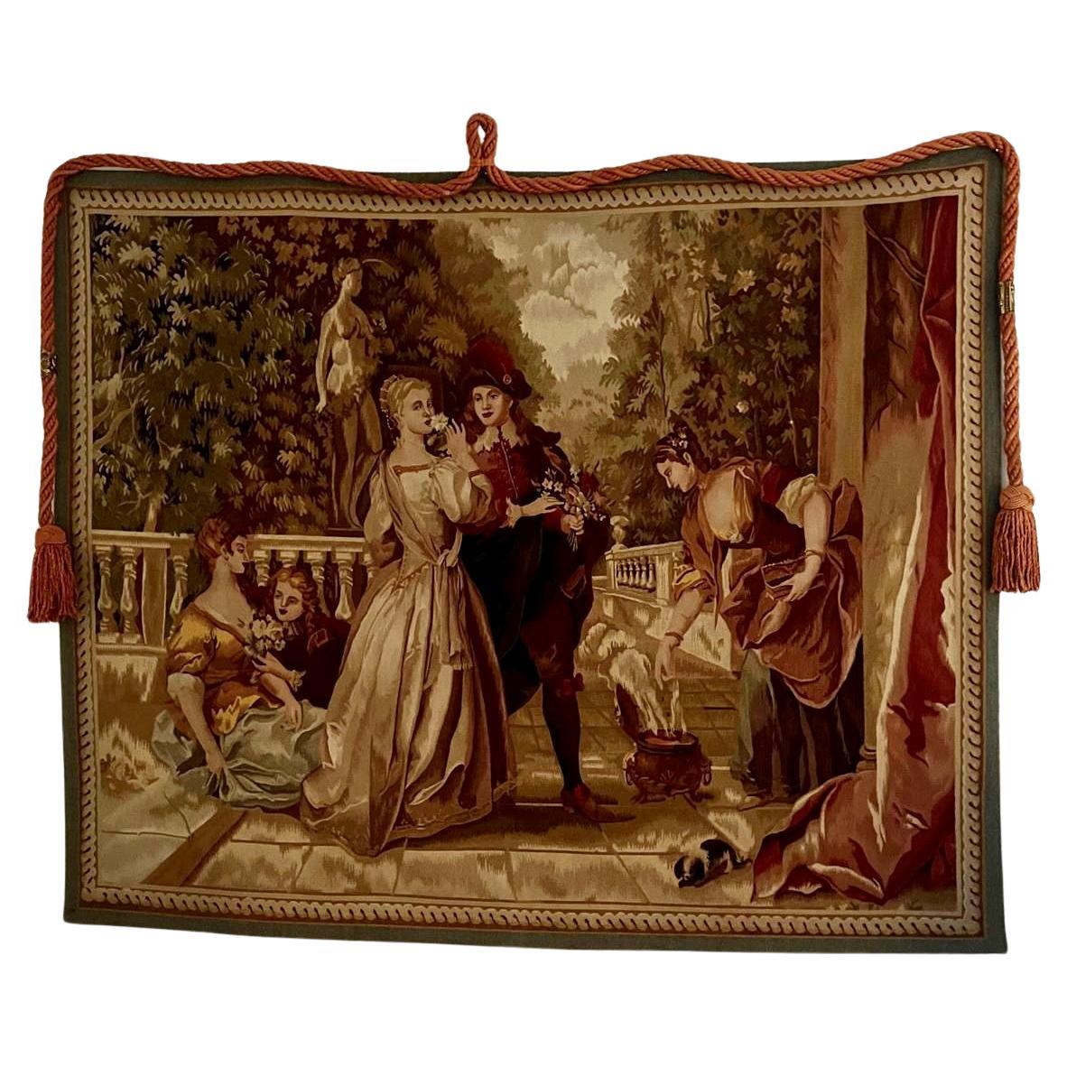 Ancienne tapisserie française d'Aubusson 19ème siècle