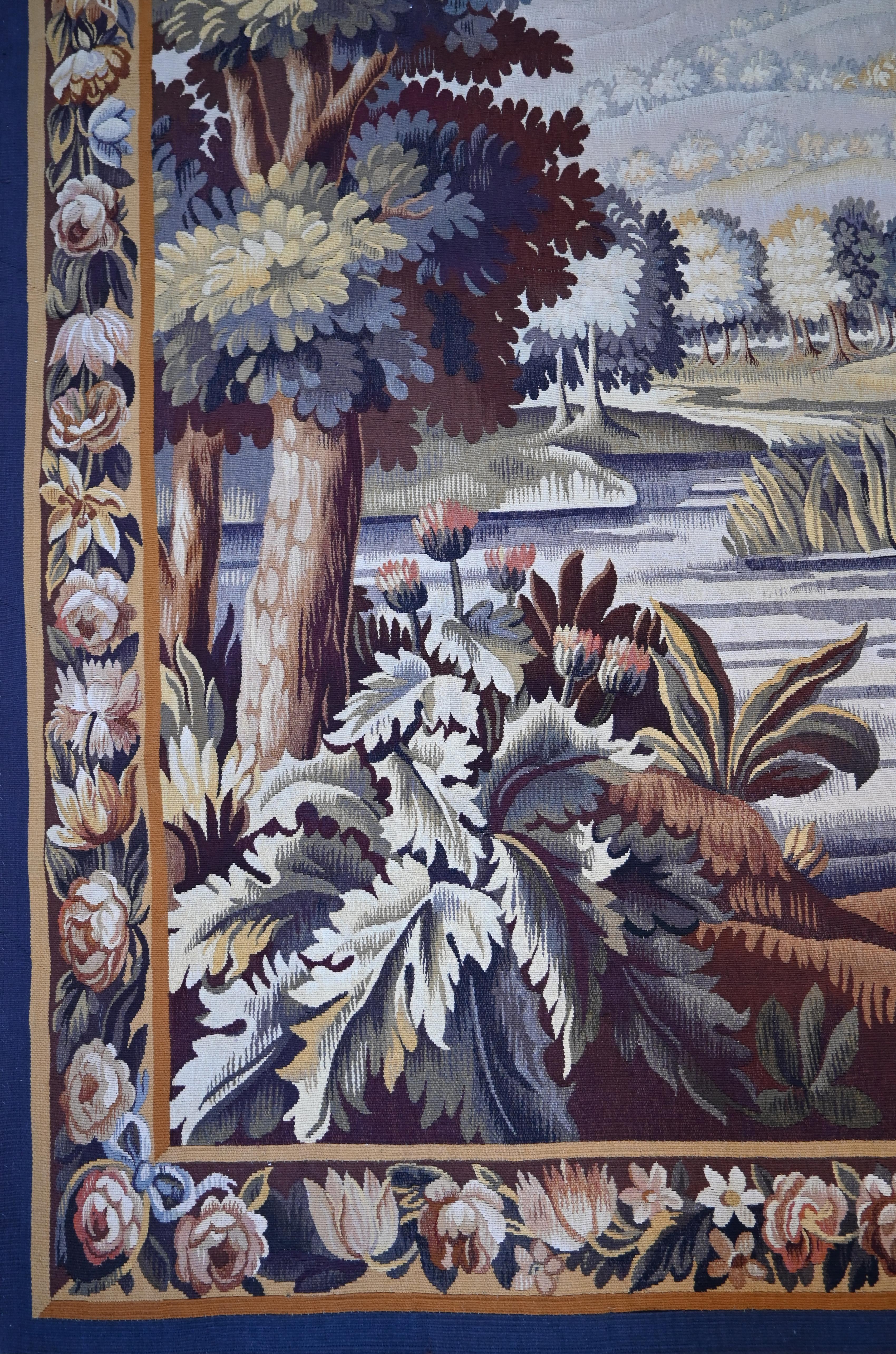 Antiker französischer Aubusson-Wandteppich, Greenery 19. Jahrhundert - W1m84xH2m20 - N° 1465 im Zustand „Hervorragend“ im Angebot in Paris, FR