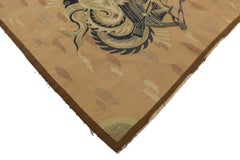 Antique French Aubusson Tapestry, Hippocampus Greek Mythological Wall Hanging