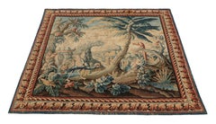 Antique French Aubusson Tapestry in Beige and Blue