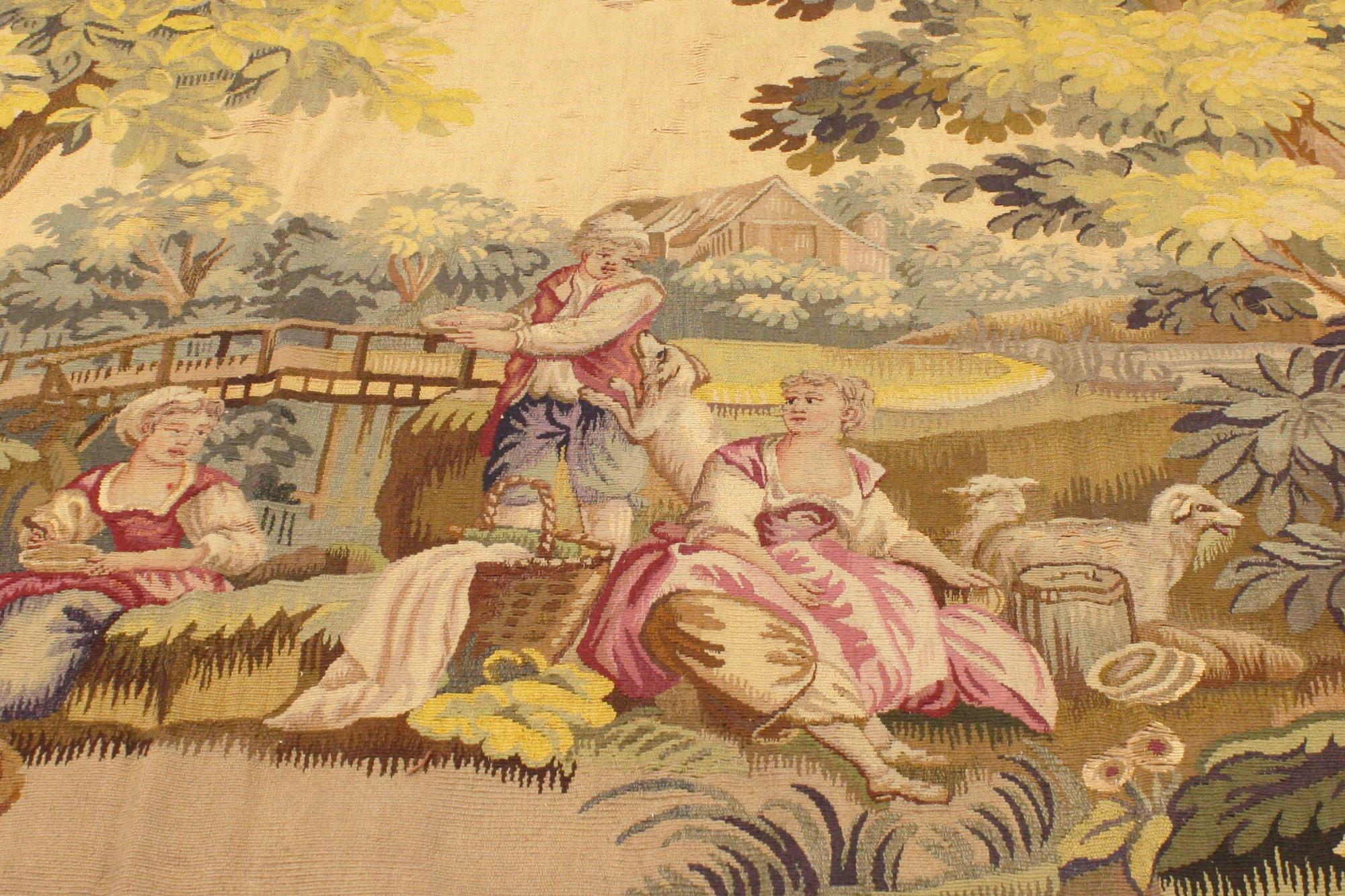 Tapiz de Aubusson francés de finales del siglo XIX inspirado en François Boucher Francés en venta