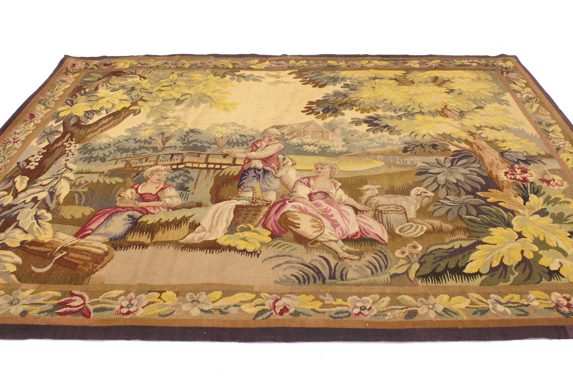 Tapiz de Aubusson francés de finales del siglo XIX inspirado en François Boucher Belle Époque en venta