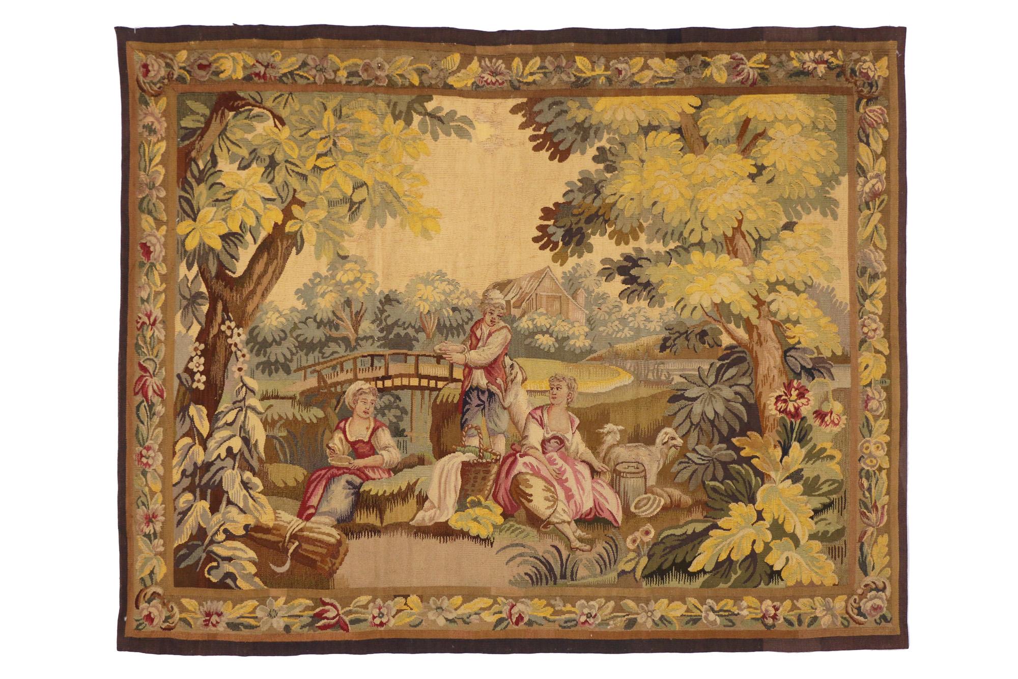 Tapiz de Aubusson francés de finales del siglo XIX inspirado en François Boucher Lana en venta