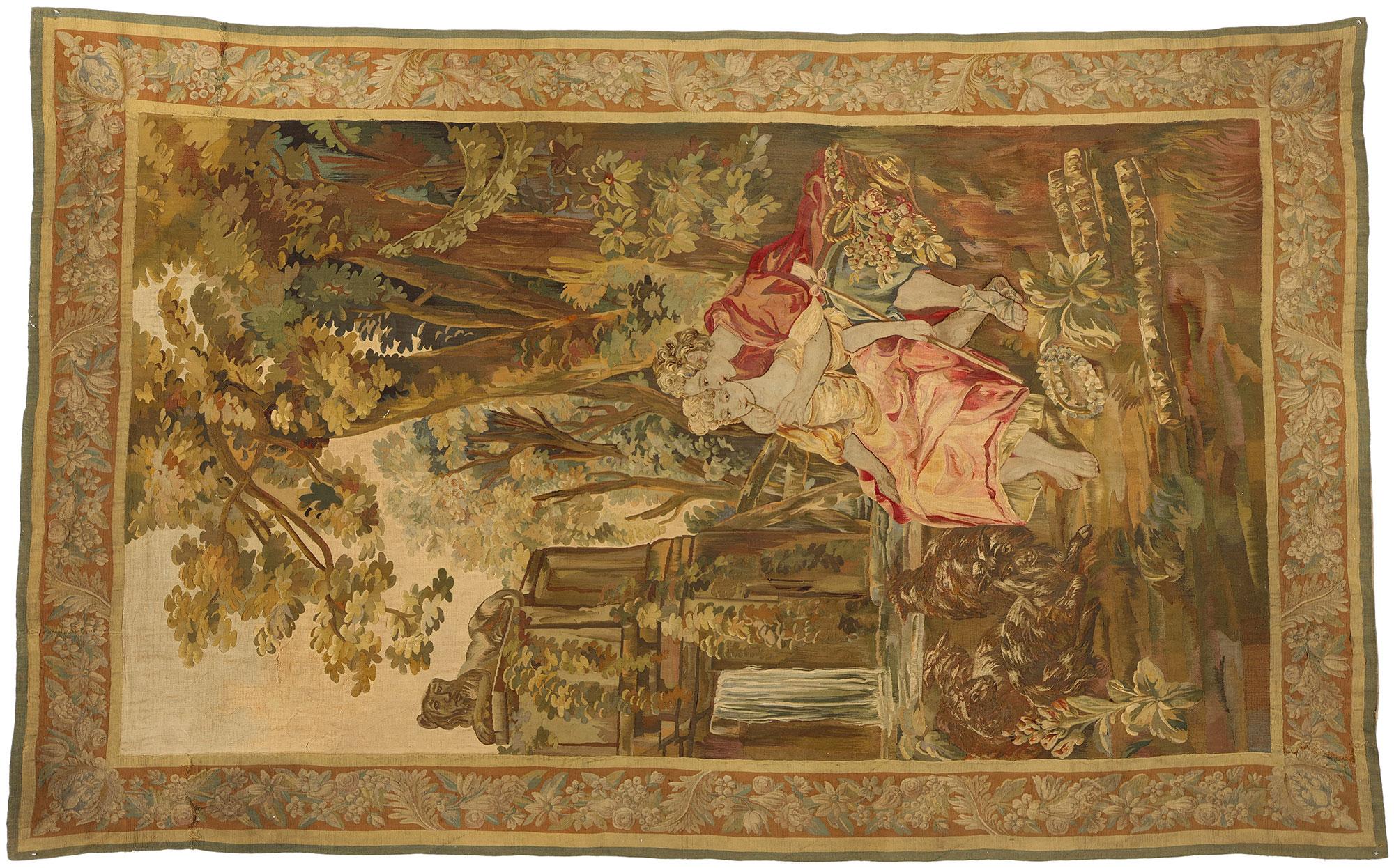 Antique French Aubusson Tapestry Inspired by Francois Boucher  For Sale 1