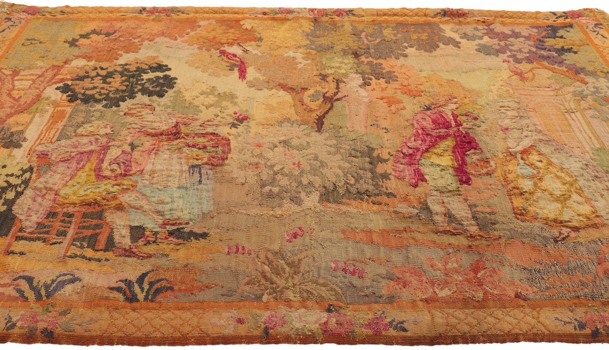 Hand-Woven Antique French Aubusson Tapestry Inspired by Francois Boucher For Sale